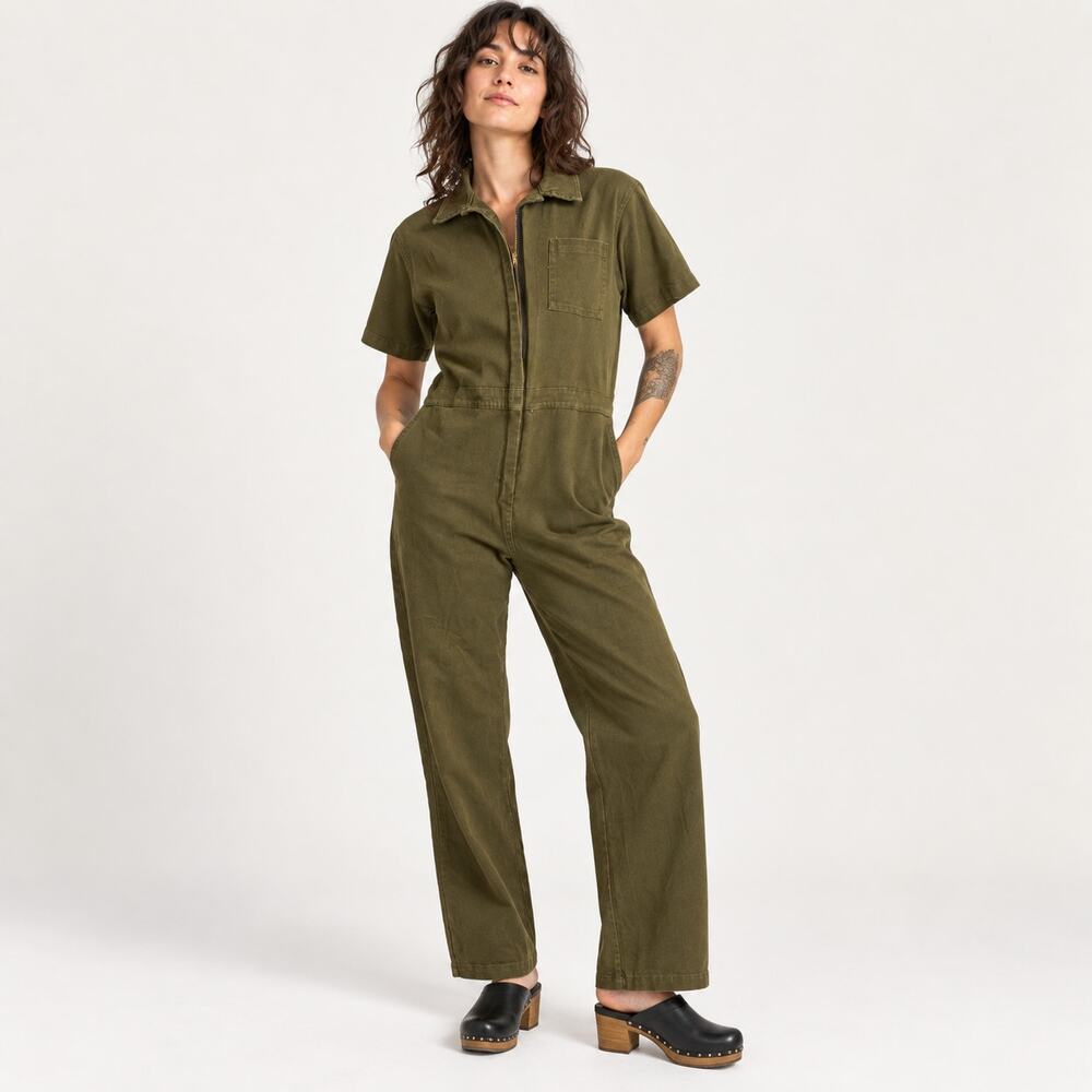 Nooworks Twill Olive Coveralls jumpsuit Stretch cotton size 2XL